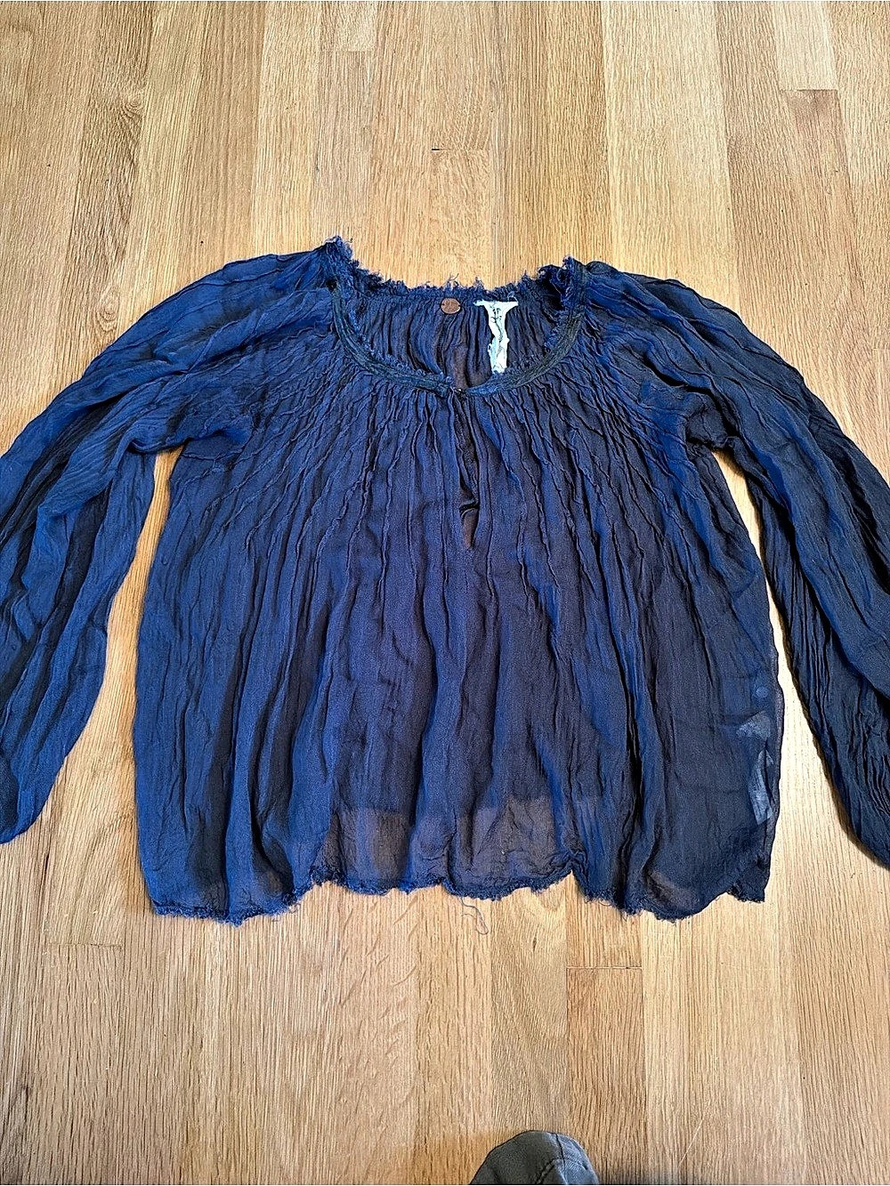 Free People One Blue Sheer Blouse